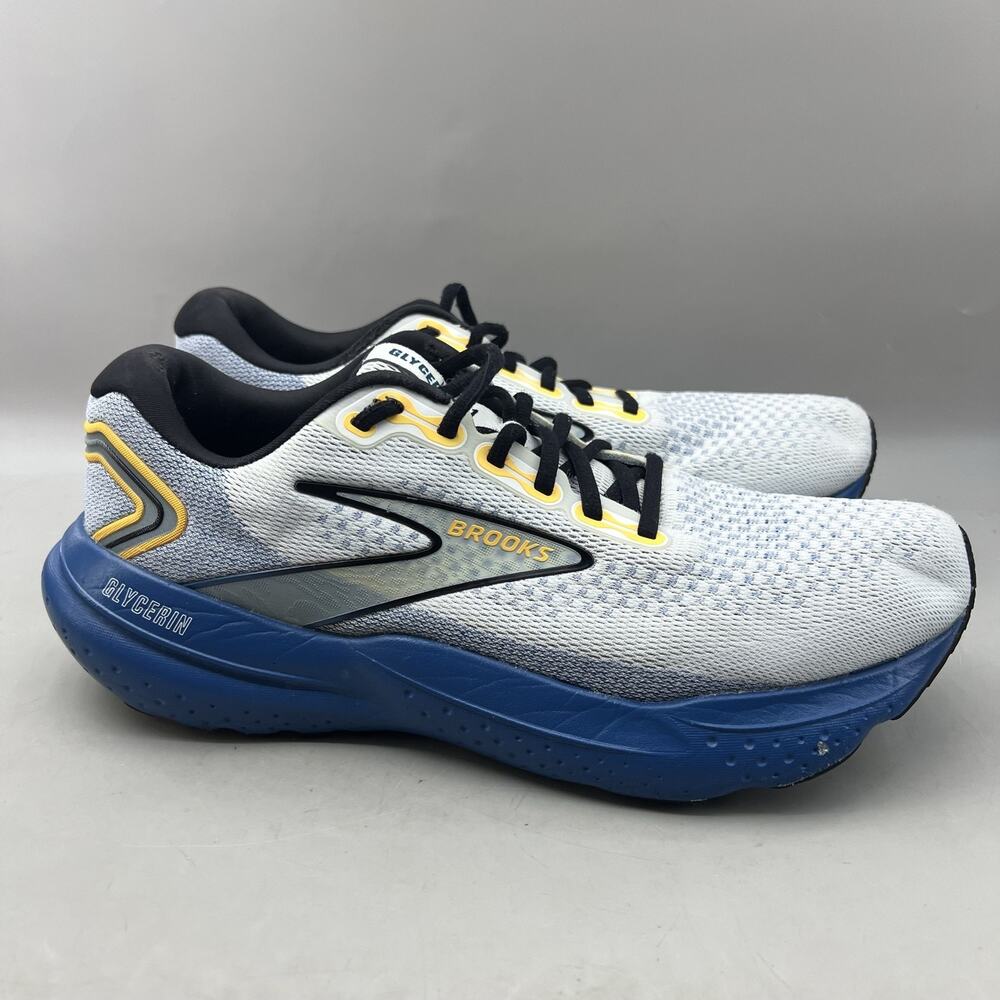 Brooks Glycerin 21 Running Shoes Men Size 10.5 D White Blue Comfort Low Sneakers